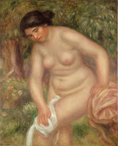 Bader die zichzelf droogt door Pierre Auguste Renoir